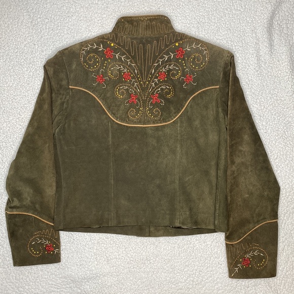 Scully Floral Embroidered Suede Leather Jacket: Size 10 - Picture 2 of 11